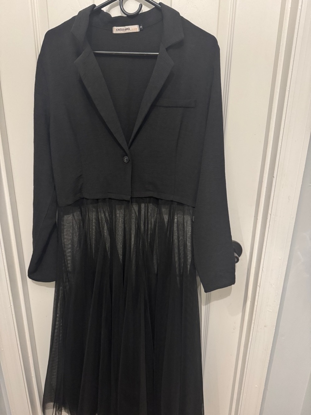 Black Tulle Hem Blazer Dress